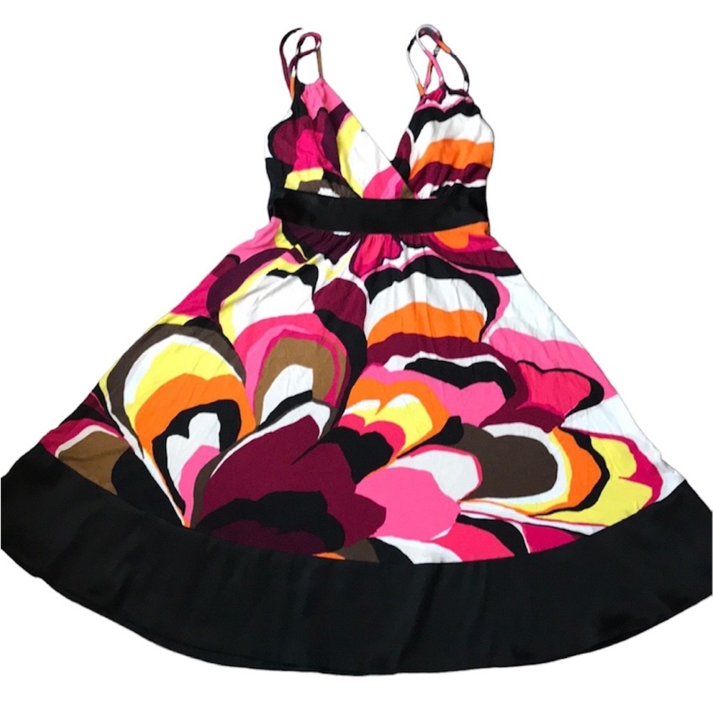 Express dress flare xs pink black satin